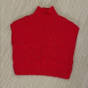 Free People Vibrant Red Cowl Neck Sweater